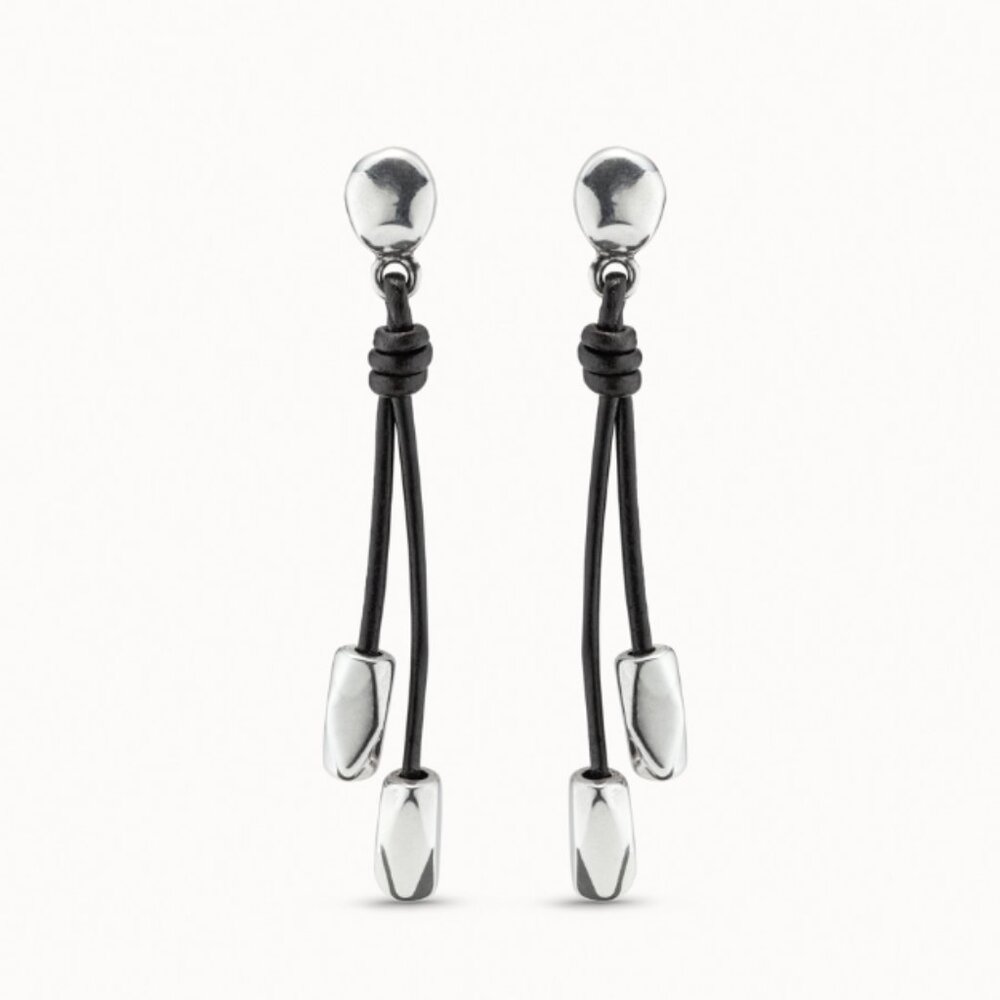 UNO de 50 drop earrings - leather and silver